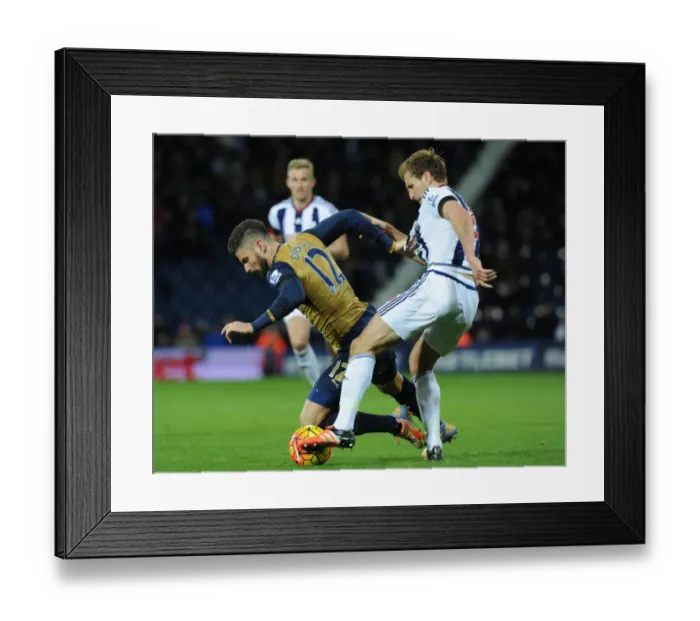 Framed Print : Giroud vs McAuley: A Footballing Battle at The Hawthorns (2015-16)