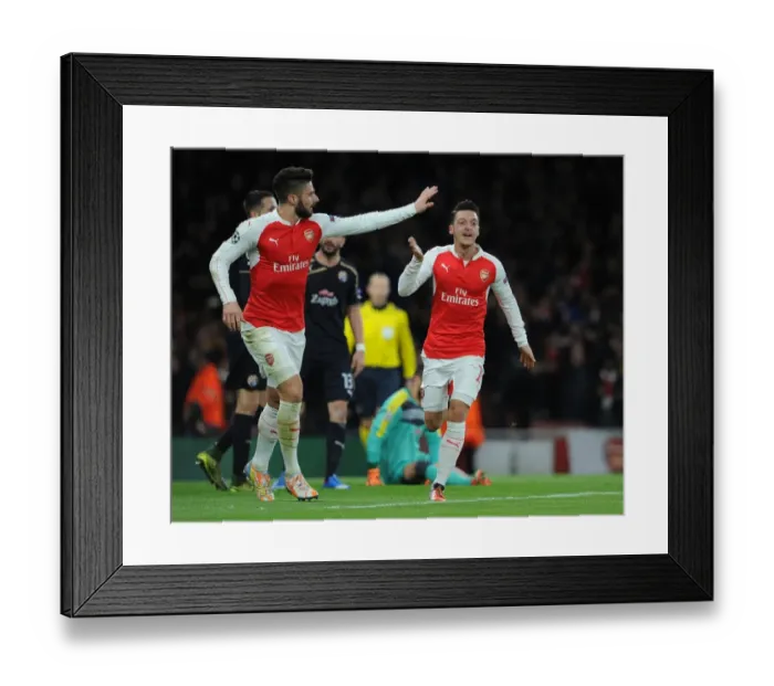 Framed Print : Mesut Ozil Scores First Arsenal Goal: Arsenal FC vs. GNK Dinamo Zagreb, UEFA Champions League, 2015