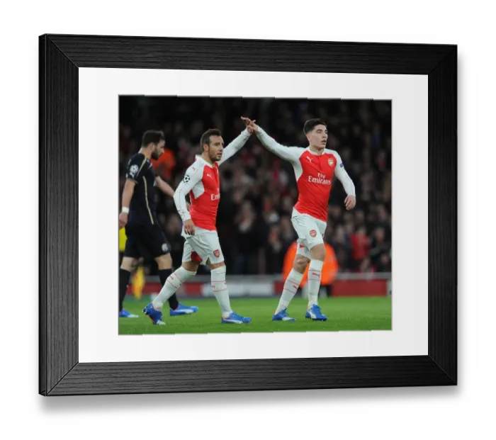 Framed Print : Arsenal Celebrates First Goal Against Dinamo Zagreb in 2015-16 UEFA Champions League: Santi Cazorla and Hector Bellerin Framed Print : Arsenal Celebrates First Goal Against Dinamo Zagreb in 2015-16 UEFA Champions League: Santi Cazorla and Hector Bellerin