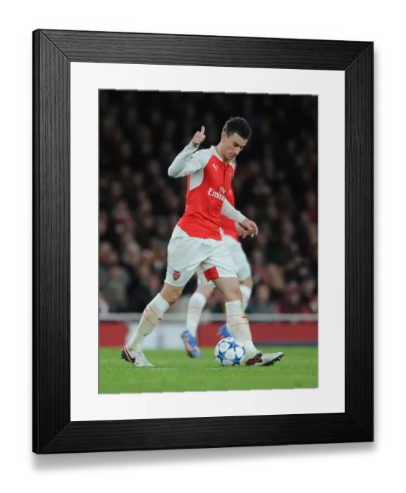 Framed Print : Arsenal's Koscielny in Action: Arsenal vs Dinamo Zagreb, Champions League 2015