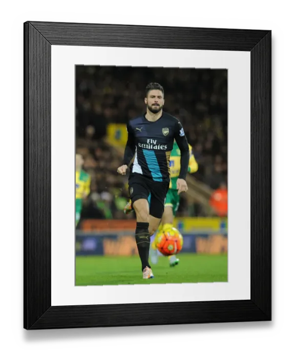 Framed Print : Giroud in Action: Arsenal's Win Against Norwich City, Premier League 2015-16