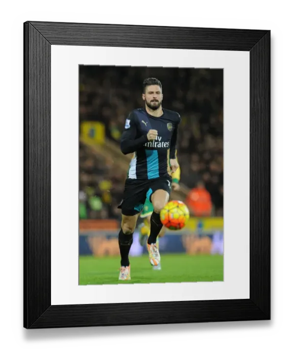 Framed Print : Giroud in Action: Arsenal's Win Against Norwich City, Premier League 2015-16