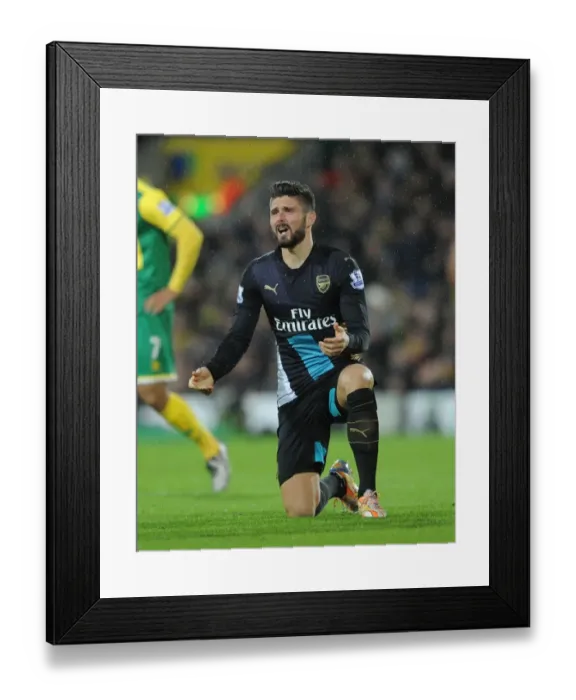 Framed Print : Olivier Giroud: Star Striker in Action Against Norwich City, Premier League 2015-16 Framed Print : Olivier Giroud: Star Striker in Action Against Norwich City, Premier League 2015-16