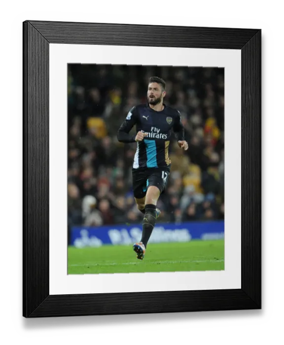 Framed Print : Olivier Giroud: In Action Against Norwich City, Premier League 2015-16 Framed Print : Olivier Giroud: In Action Against Norwich City, Premier League 2015-16