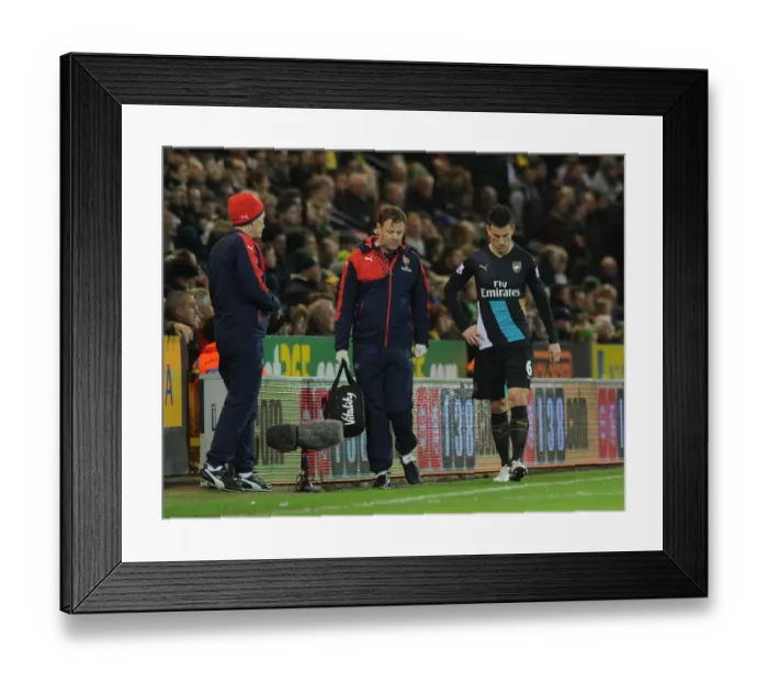 Framed Print : Koscielny's Injury: Norwich vs Arsenal, 2015-16 Framed Print : Koscielny's Injury: Norwich vs Arsenal, 2015-16