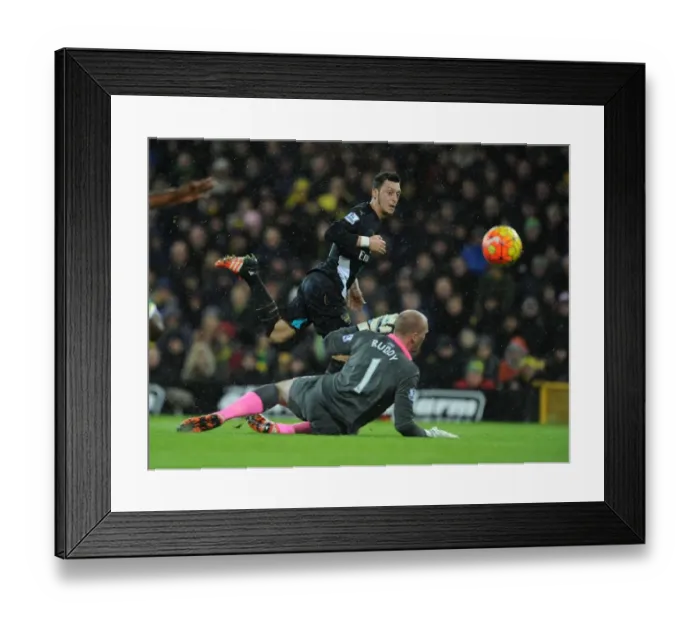 Framed Print : Mesut Ozil's Stunning Goal Past John Ruddy: Norwich City vs Arsenal (2015-16)