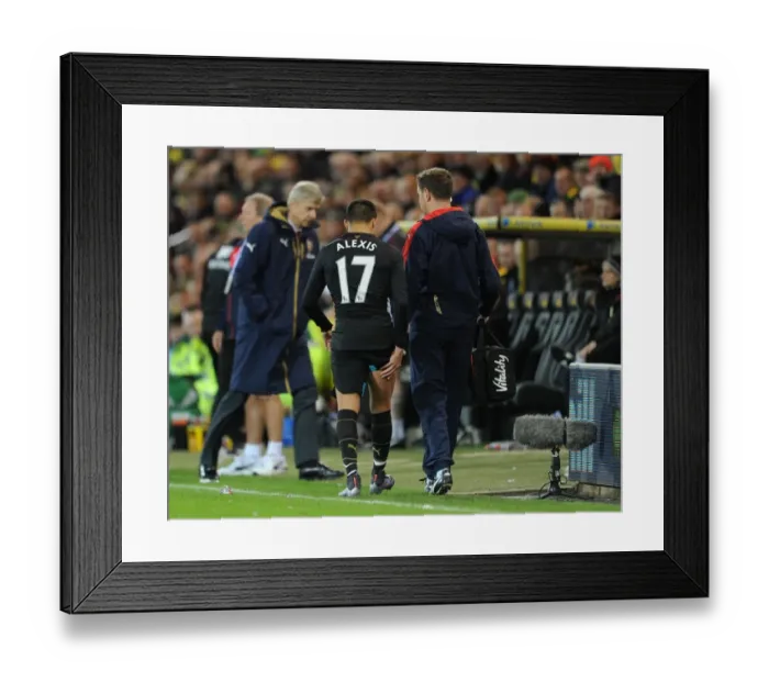 Framed Print : Alexis Sanchez's Premature Exit: A Dramatic Moment from Arsenal's Match against Norwich City, 2015
