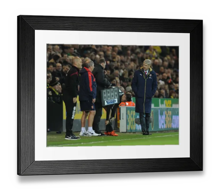 Framed Print : Arsene Wenger Readies Substitution of Gabriel: Norwich City vs Arsenal, Premier League 2015-16