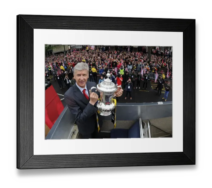 Framed Print : Arsene Wenger Celebrates Arsenal's FA Cup Victory: Parade in London, 2015
