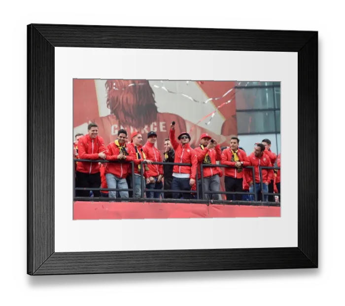 Framed Print : Arsenal FC: 2014-15 FA Cup Victory Parade - Celebrating Our Glory Framed Print : Arsenal FC: 2014-15 FA Cup Victory Parade - Celebrating Our Glory