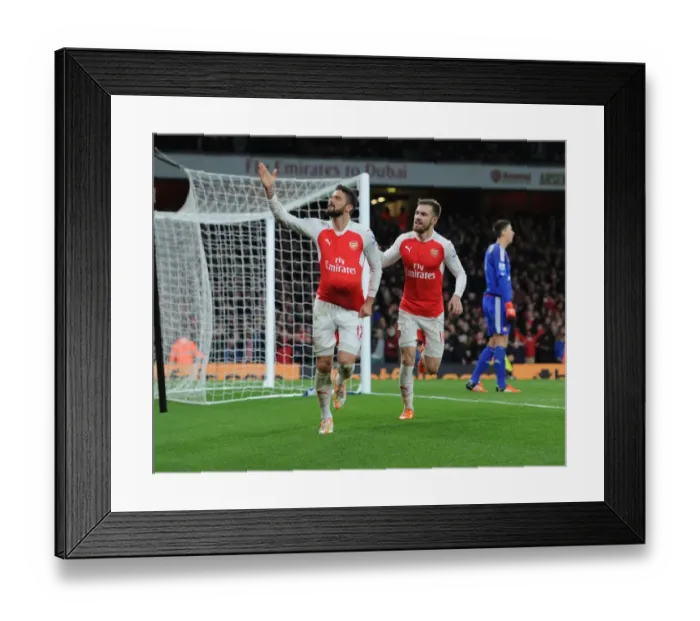 Framed Print : Arsenal Duo Olivier Giroud and Aaron Ramsey Celebrate Goals Against Sunderland (2015-16)