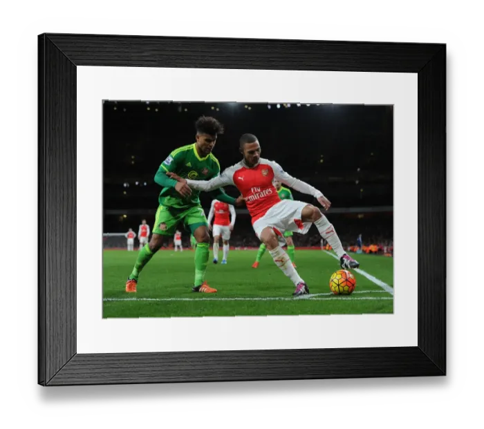 Framed Print : Intense Battle: Kieran Gibbs vs. DeAndre Yedlin in Arsenal vs. Sunderland Clash