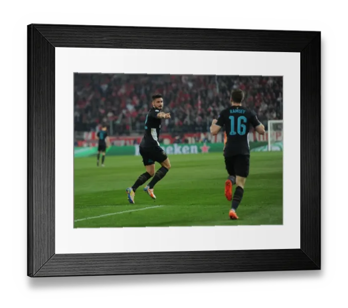 Framed Print : Arsenal's Giroud and Ramsey Celebrate Goal in UEFA Champions League against Olympiacos Framed Print : Arsenal's Giroud and Ramsey Celebrate Goal in UEFA Champions League against Olympiacos