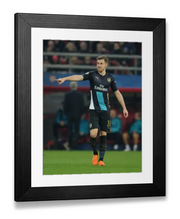 Framed Print : Aaron Ramsey in Action: Arsenal vs. Olympiacos, UEFA Champions League (December 2015)
