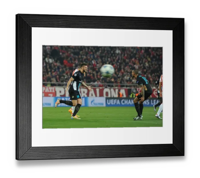 Framed Print : Olivier Giroud and Theo Walcott's Euphoric Moment: Celebrating Goals Against Olympiacos in the 2015-16 UEFA Champions League Framed Print : Olivier Giroud and Theo Walcott's Euphoric Moment: Celebrating Goals Against Olympiacos in the 2015-16 UEFA Champions League