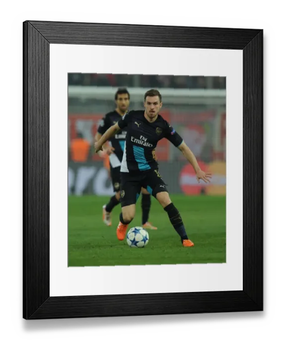 Framed Print : Aaron Ramsey in Action: Arsenal vs. Olympiacos, UEFA Champions League, Athens 2015