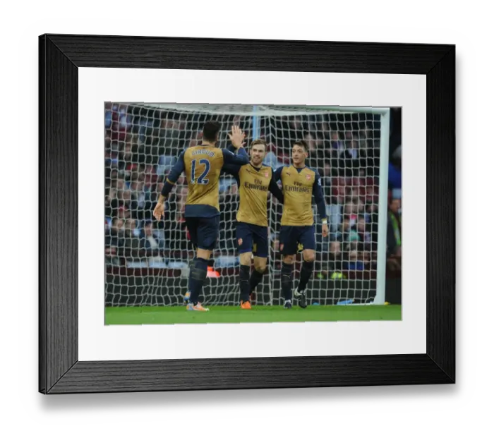 Framed Print : Arsenal's Triumph: Ramsey, Ozil, and Giroud's Goal Celebrations vs. Aston Villa (December 2015) Framed Print : Arsenal's Triumph: Ramsey, Ozil, and Giroud's Goal Celebrations vs. Aston Villa (December 2015)