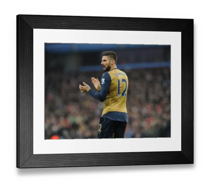 Framed Print : Olivier Giroud in Action: Arsenal vs. Aston Villa, Premier League 2015-16