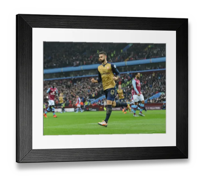 Framed Print : Thrilling Goal: Olivier Giroud Scores for Arsenal against Aston Villa, Premier League 2015-16 Framed Print : Thrilling Goal: Olivier Giroud Scores for Arsenal against Aston Villa, Premier League 2015-16