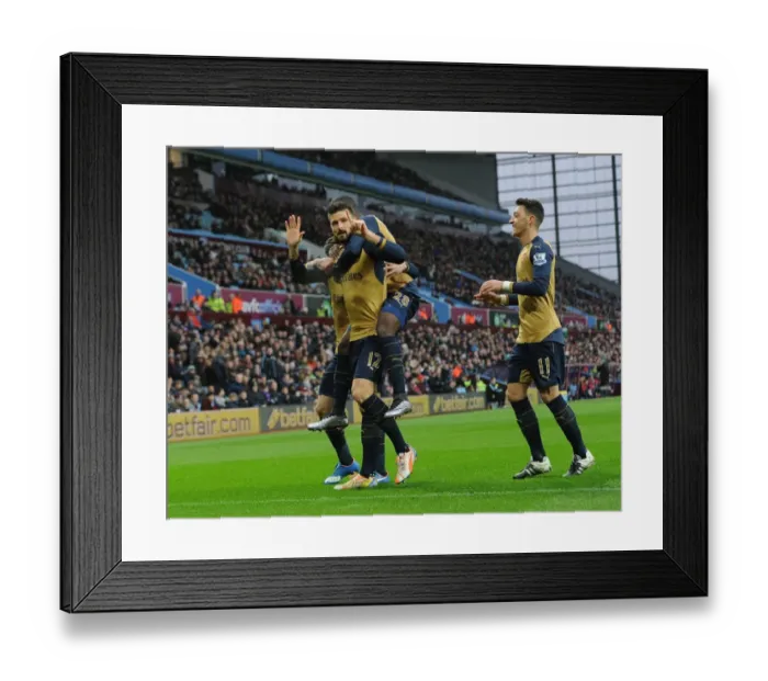 Framed Print : Olivier Giroud's Thrilling Goal: Aston Villa vs. Arsenal, Premier League 2015-16