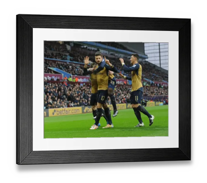 Framed Print : Thrilling Goal: Olivier Giroud Scores for Arsenal against Aston Villa, Premier League 2015-16