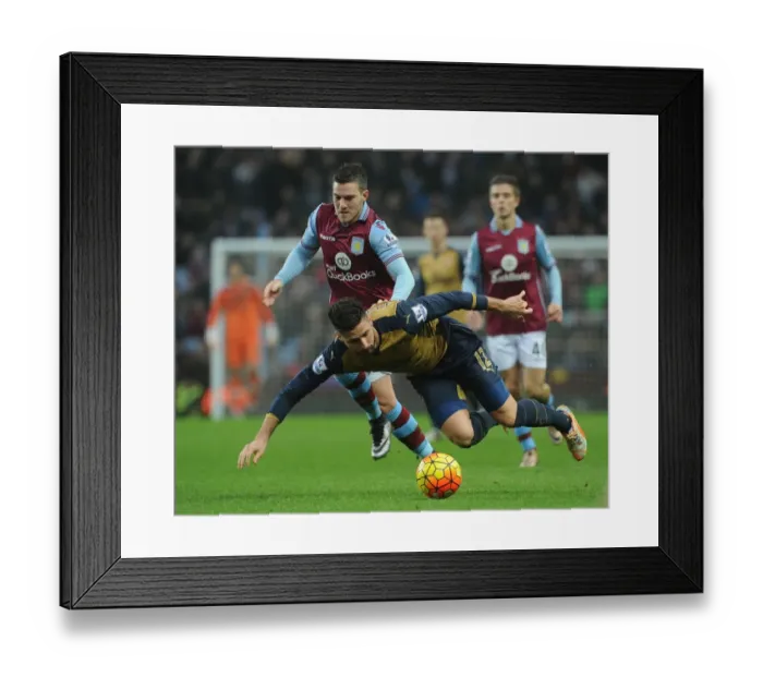 Framed Print : Giroud vs. Veretout: A Premier League Battle at Villa Park