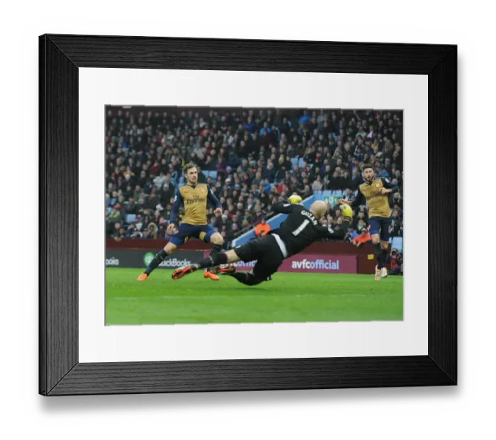 Framed Print : Aaron Ramsey Scores Against Brad Guzan: Aston Villa vs. Arsenal, Premier League 2015-16 - Ramsey's Goal Past Guzan