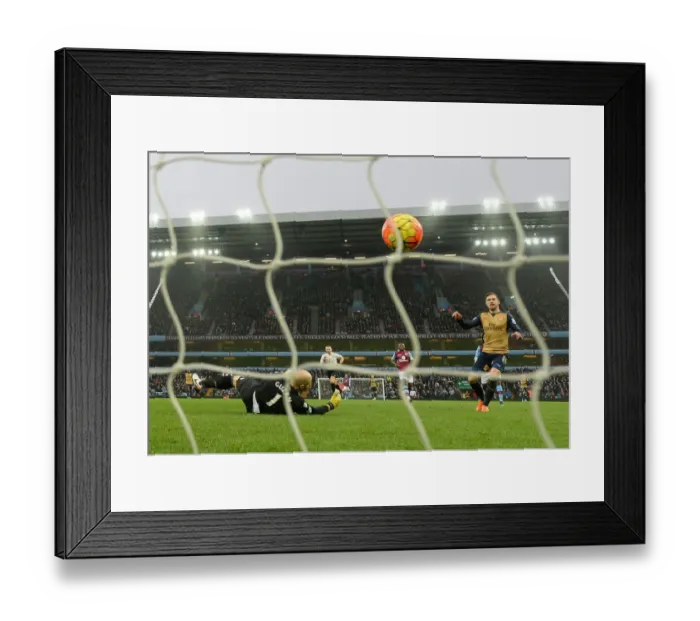Framed Print : Aaron Ramsey Scores Against Brad Guzan: Arsenal's Victory Over Aston Villa in the Premier League 2015-16