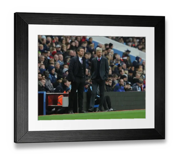 Framed Print : Arsene Wenger and Remi Garde: Pre-Match Encounter, Aston Villa vs. Arsenal, Premier League 2015-16