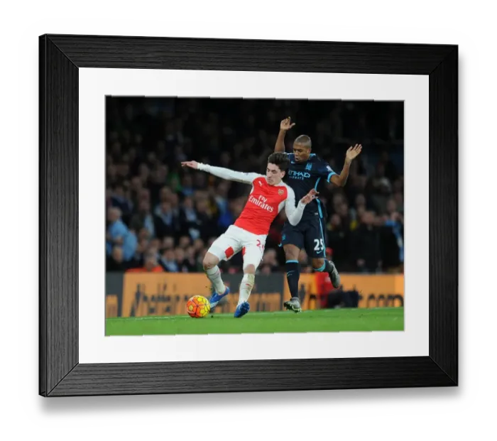 Framed Print : Arsenal vs Manchester City: Bellerin vs Fernandinho - A Football Rivalry (December 2015)