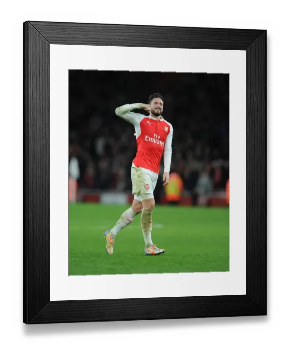 Framed Print : Arsenal's Olivier Giroud Celebrates Thrilling Goal Against Manchester City (2015-16)