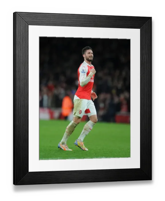 Framed Print : Arsenal's Premier League Triumph: Olivier Giroud's Emotional Victory Celebration vs. Manchester City (2015-16)