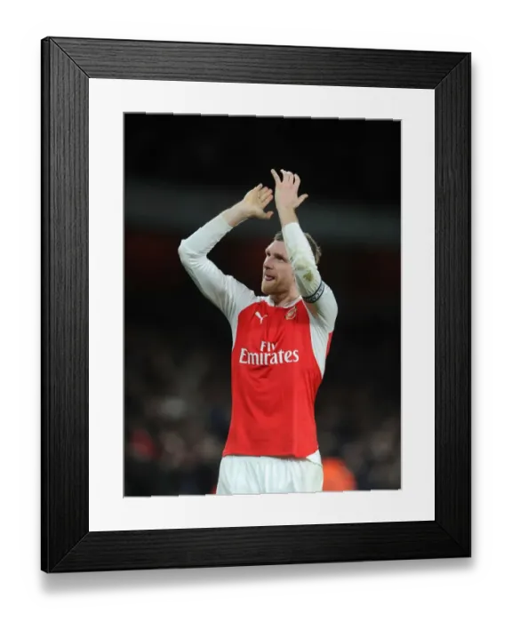 Framed Print : Arsenal's Per Mertesacker Rallies Fans After Arsenal vs Manchester City, 2015-16 Premier League Framed Print : Arsenal's Per Mertesacker Rallies Fans After Arsenal vs Manchester City, 2015-16 Premier League