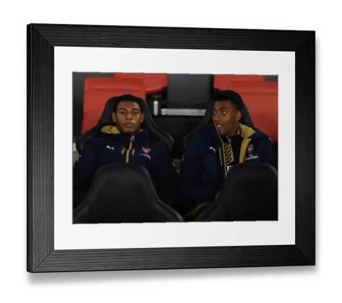 Framed Print : Arsenal Players Jeff Reine-Adelaide and Alex Iwobi Prepare for Southampton Clash (2015-16) Framed Print : Arsenal Players Jeff Reine-Adelaide and Alex Iwobi Prepare for Southampton Clash (2015-16)