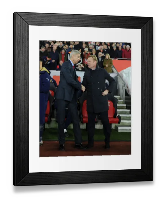 Framed Print : Arsene Wenger and Ronald Koeman's Pre-Match Handshake: Southampton vs Arsenal, Premier League 2015-16