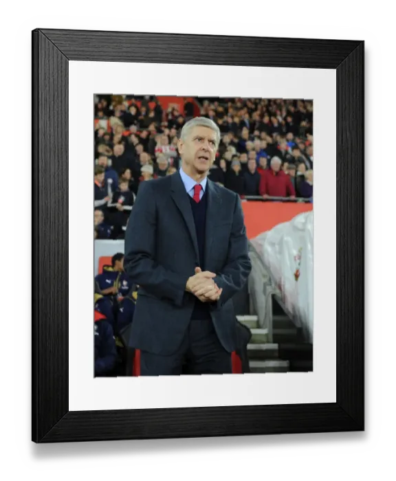 Framed Print : Arsene Wenger, Arsenal Manager, Pre-Match at Southampton's St Marys Stadium, Premier League 2015-16