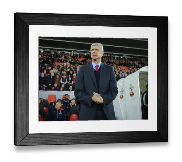 Framed Print : Arsene Wenger, Arsenal Manager: Pre-Match Focus at Southampton's St Marys Stadium (Premier League 2015-16)