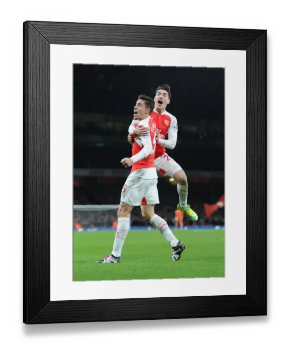 Framed Print : Arsenal: Gabriel and Bellerin's Goal Celebration vs Bournemouth (2015-16)