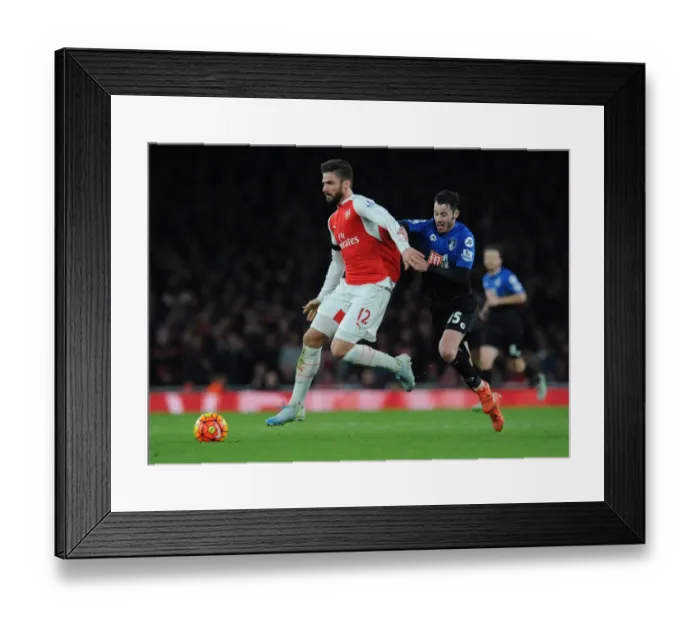 Framed Print : Giroud vs Smith: A Football Battle at the Emirates - Arsenal vs Bournemouth (2015-16)