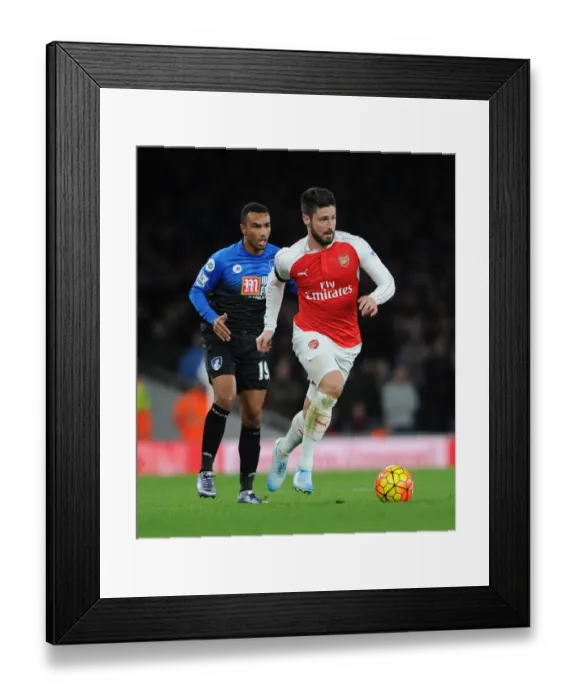 Framed Print : Olivier Giroud (Arsenal) Junior Stanislas (Bournemouth). Arsenal 2: 0 Bournemouth