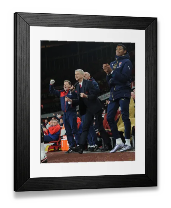 Framed Print : Arsenal Celebrate Mesut Ozil's Goal Against Bournemouth: Wenger, Bould, Lewin, and Reine-Adelaide Rejoice