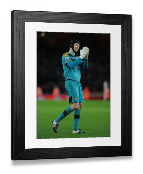 Framed Print : Petr Cech Celebrates with Arsenal Fans: Arsenal v Newcastle United Win (2015-16)
