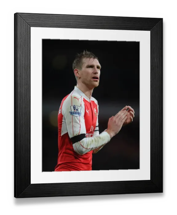 Framed Print : Per Mertesacker Celebrates with Arsenal Fans after Arsenal's Victory over Newcastle United, Premier League 2015-16
