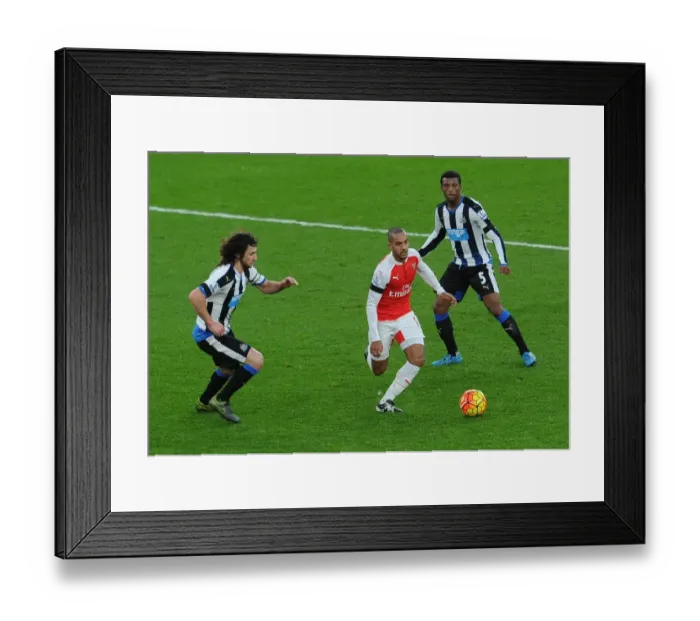 Framed Print : Theo Walcott vs. Fabricio Coloccini and Georginio Wijnaldum: A Battle at the Emirates