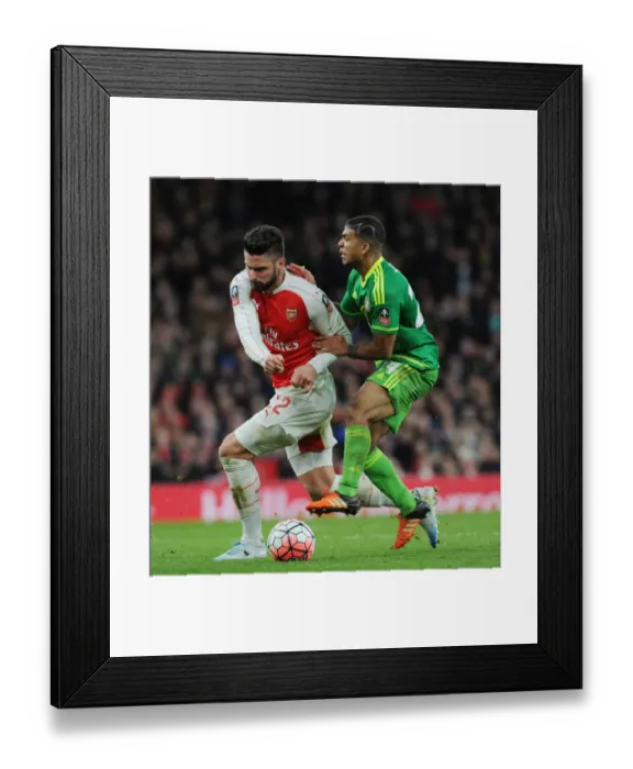 Framed Print : Giroud vs Yedlin: A FA Cup Battle at The Emirates Framed Print : Giroud vs Yedlin: A FA Cup Battle at The Emirates
