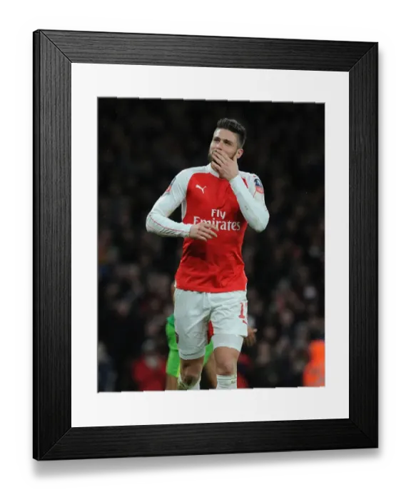 Framed Print : Arsenal's Olivier Giroud Scores Hat-Trick: Arsenal Dominates Sunderland in FA Cup Third Round Framed Print : Arsenal's Olivier Giroud Scores Hat-Trick: Arsenal Dominates Sunderland in FA Cup Third Round