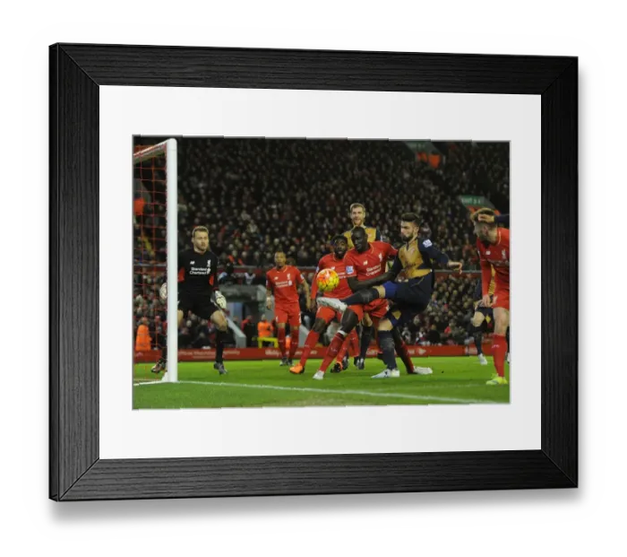 Framed Print : Giroud Scores Arsenal's Second: Liverpool vs. Arsenal, Premier League 2015-16 - The Moment of Victory Framed Print : Giroud Scores Arsenal's Second: Liverpool vs. Arsenal, Premier League 2015-16 - The Moment of Victory