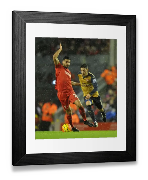 Framed Print : Mesut Ozil vs. Emre Can: A Premier League Battle - Liverpool vs. Arsenal (2015-16)