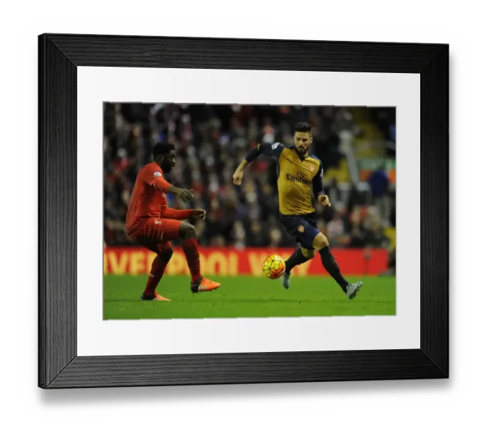 Framed Print : Clash of Titans: Giroud vs. Toure - Liverpool vs. Arsenal, Premier League Showdown (2015-16)