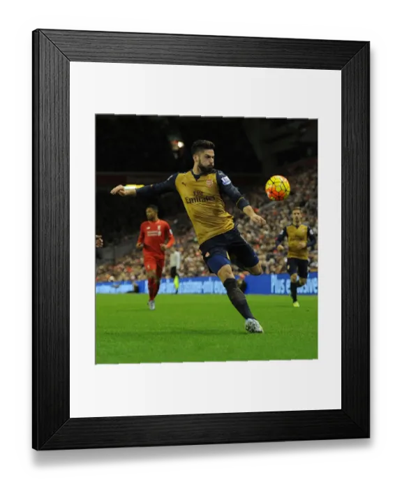 Framed Print : Arsenal's Giroud Faces Off Against Liverpool in Premier League Clash, 2015-16 Framed Print : Arsenal's Giroud Faces Off Against Liverpool in Premier League Clash, 2015-16